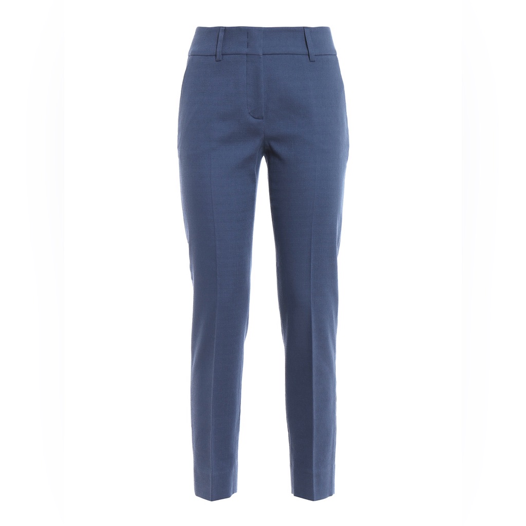 Piazza Sempione “Kim” Cropped Straight Pants, Blue W/Tangerine Lining, 38 (4)